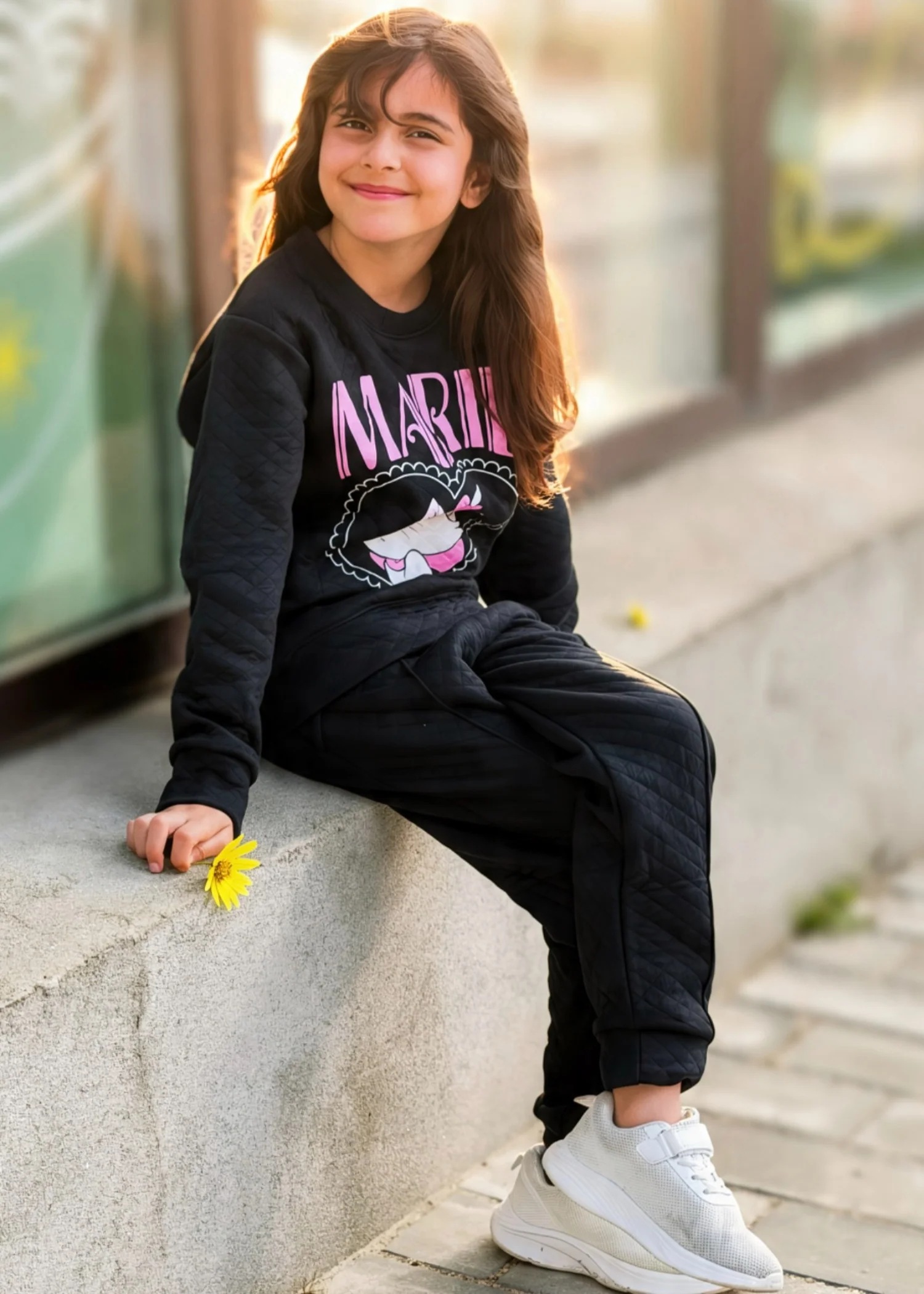 cotton Tracksuit in Black - view 2