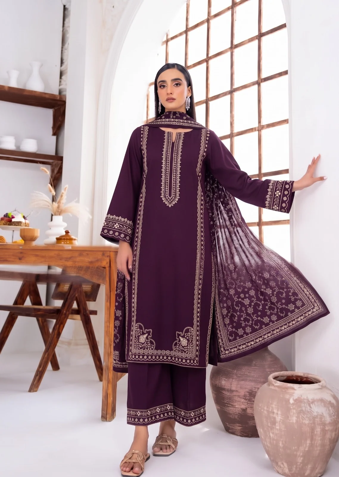 viscose Unstitched in Plum - view 2