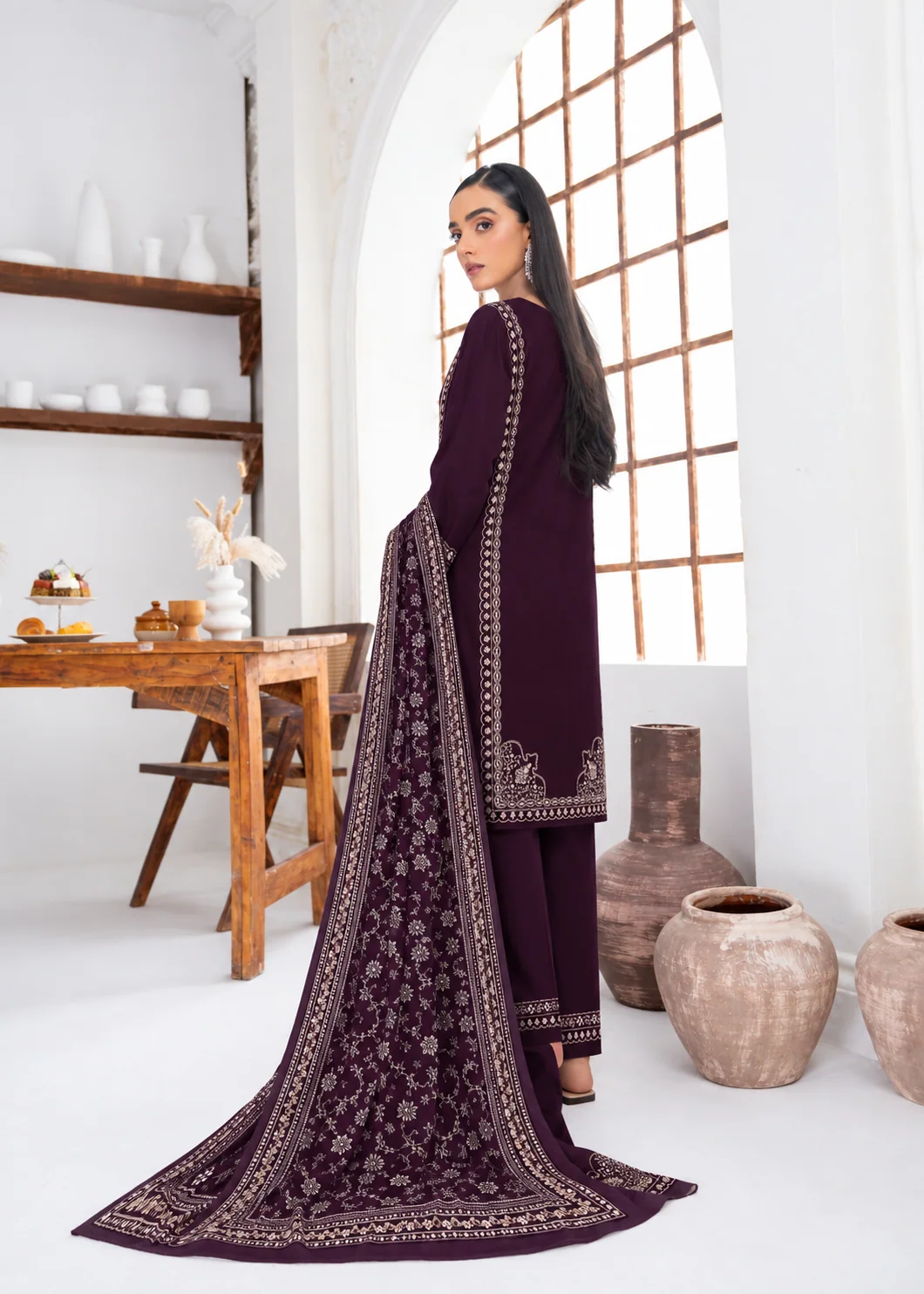 viscose Unstitched in Plum - view 3
