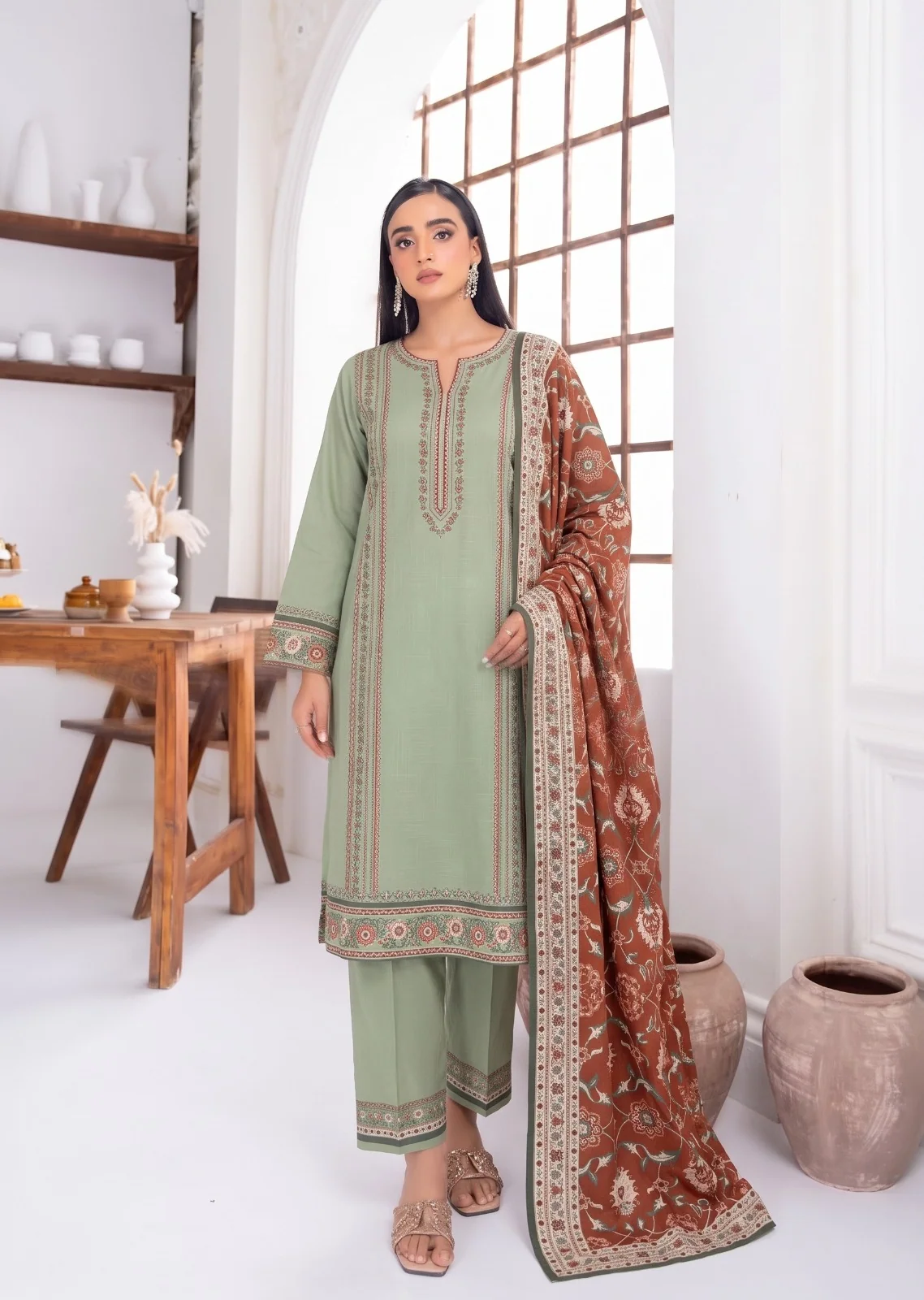 viscose Unstitched in Pistachio green