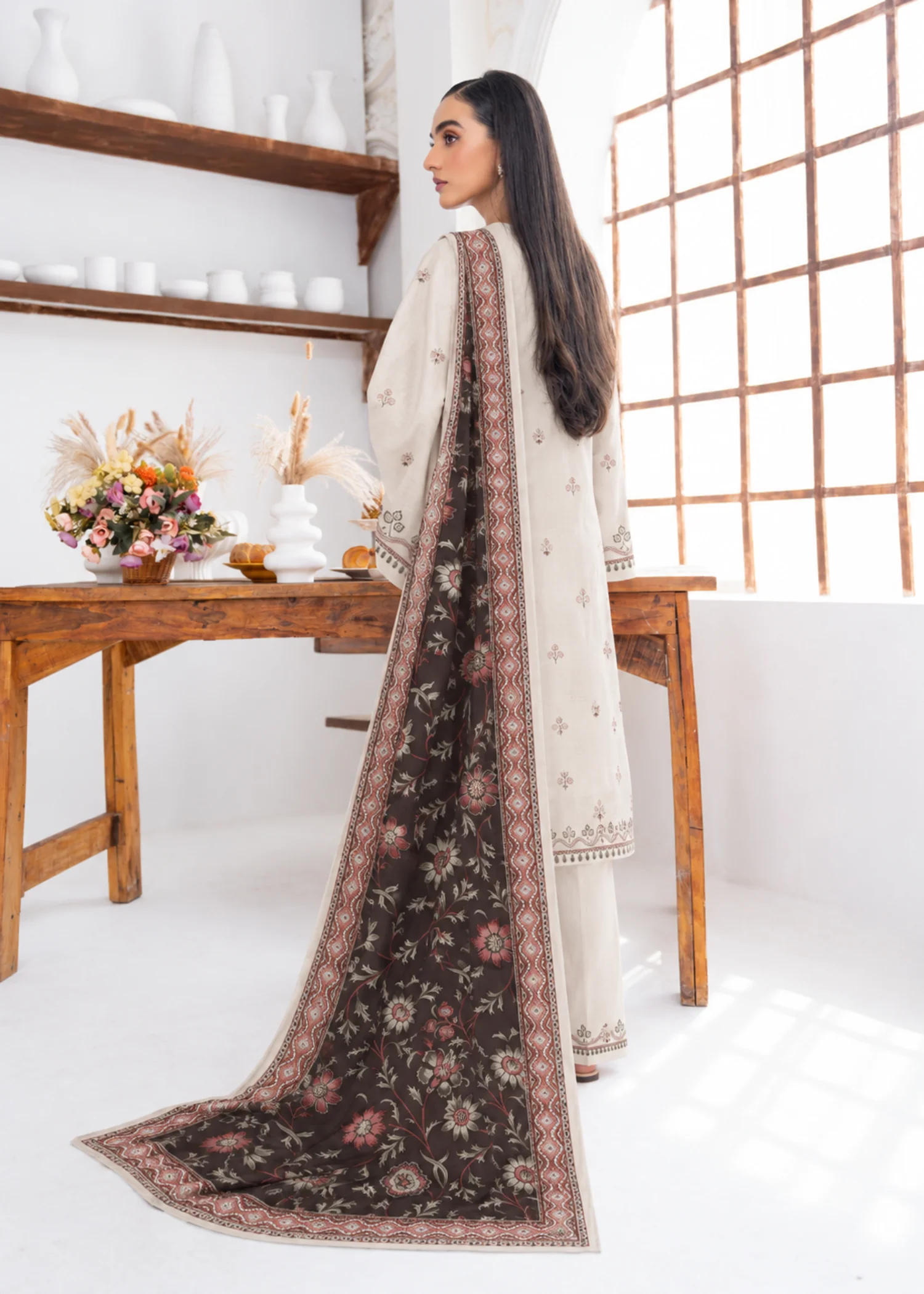 viscose Unstitched in Off-white - view 2