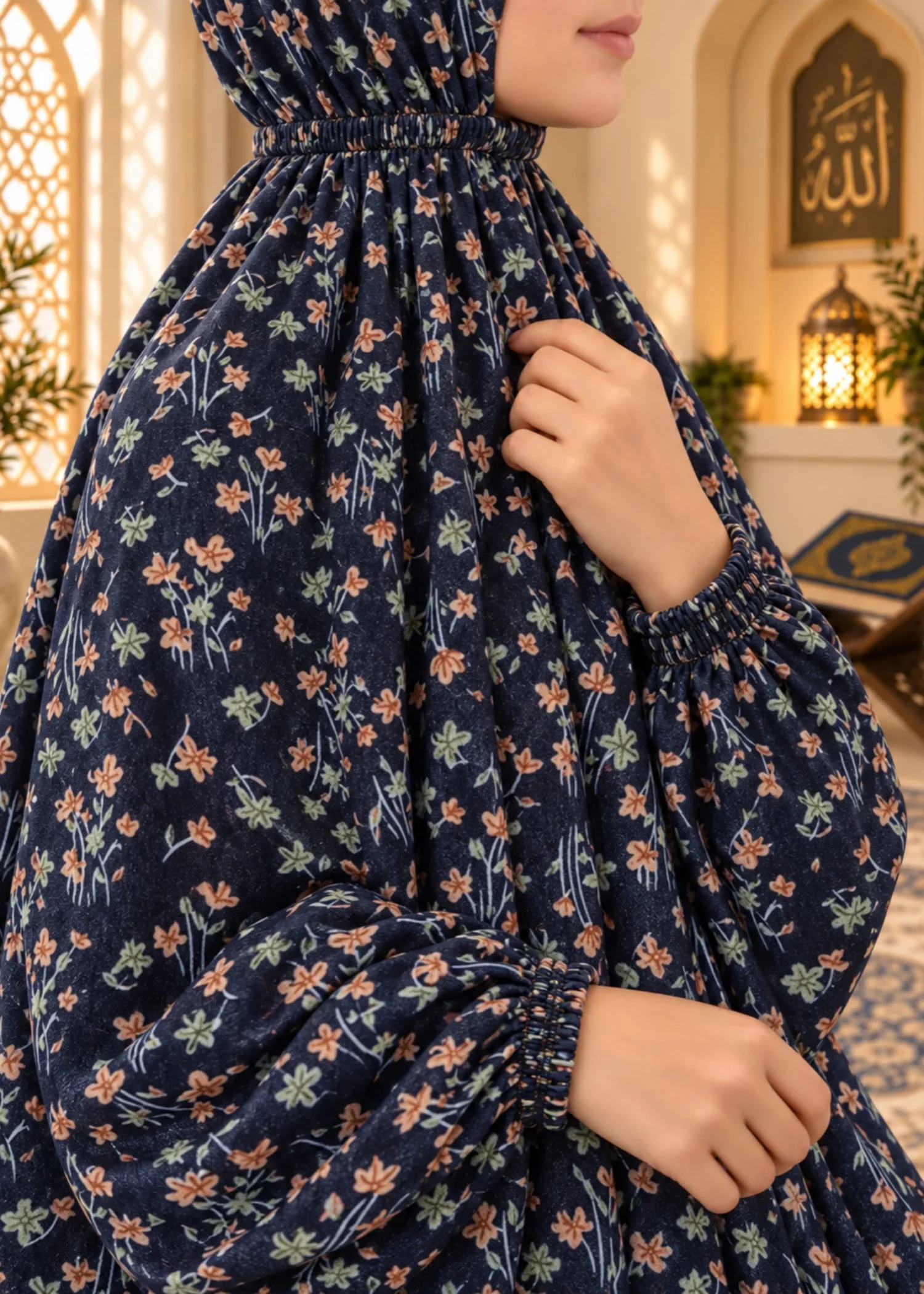 poly lawn Chaddar in Navy blue