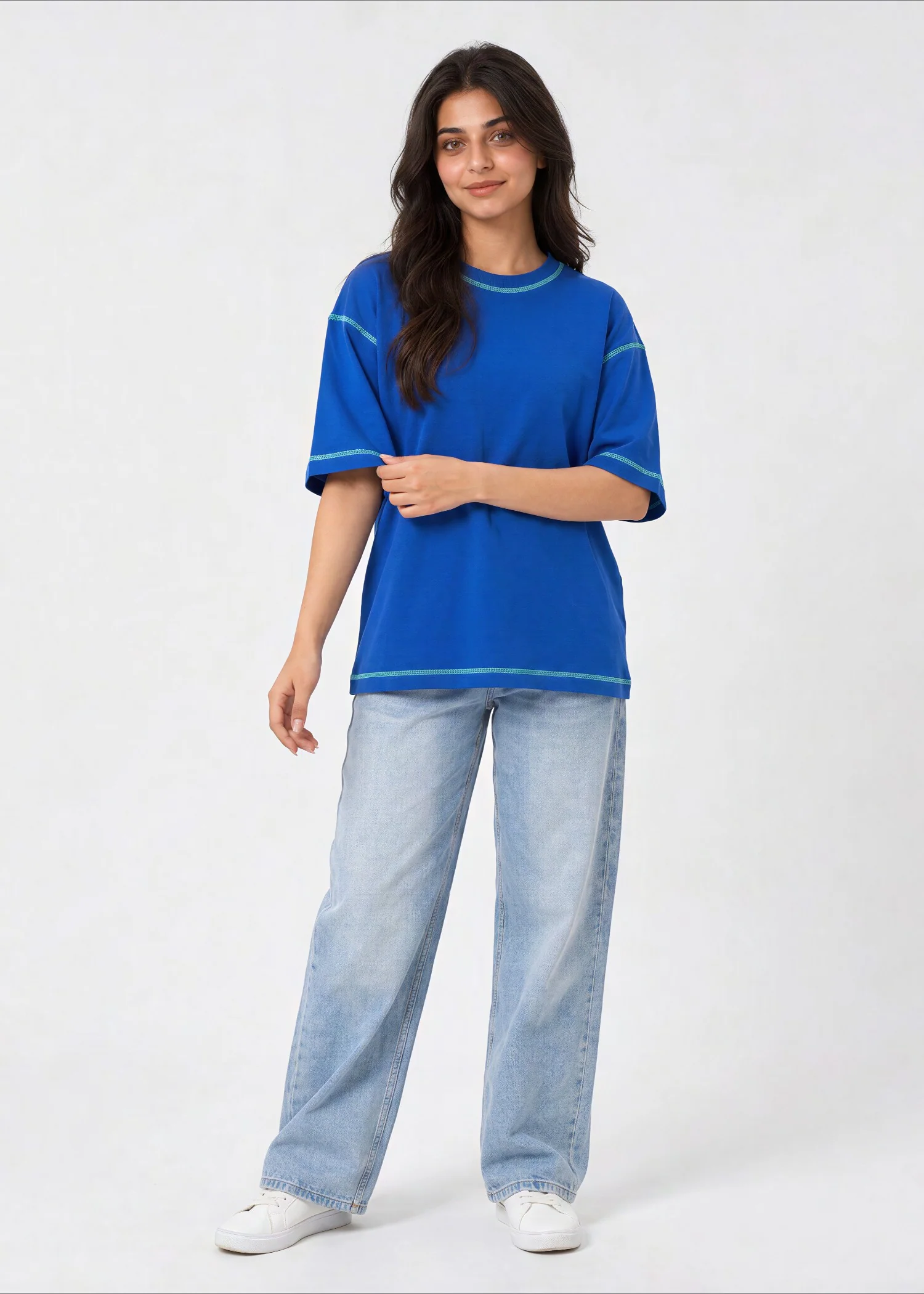 cotton T Shirt in Royal blue - view 5