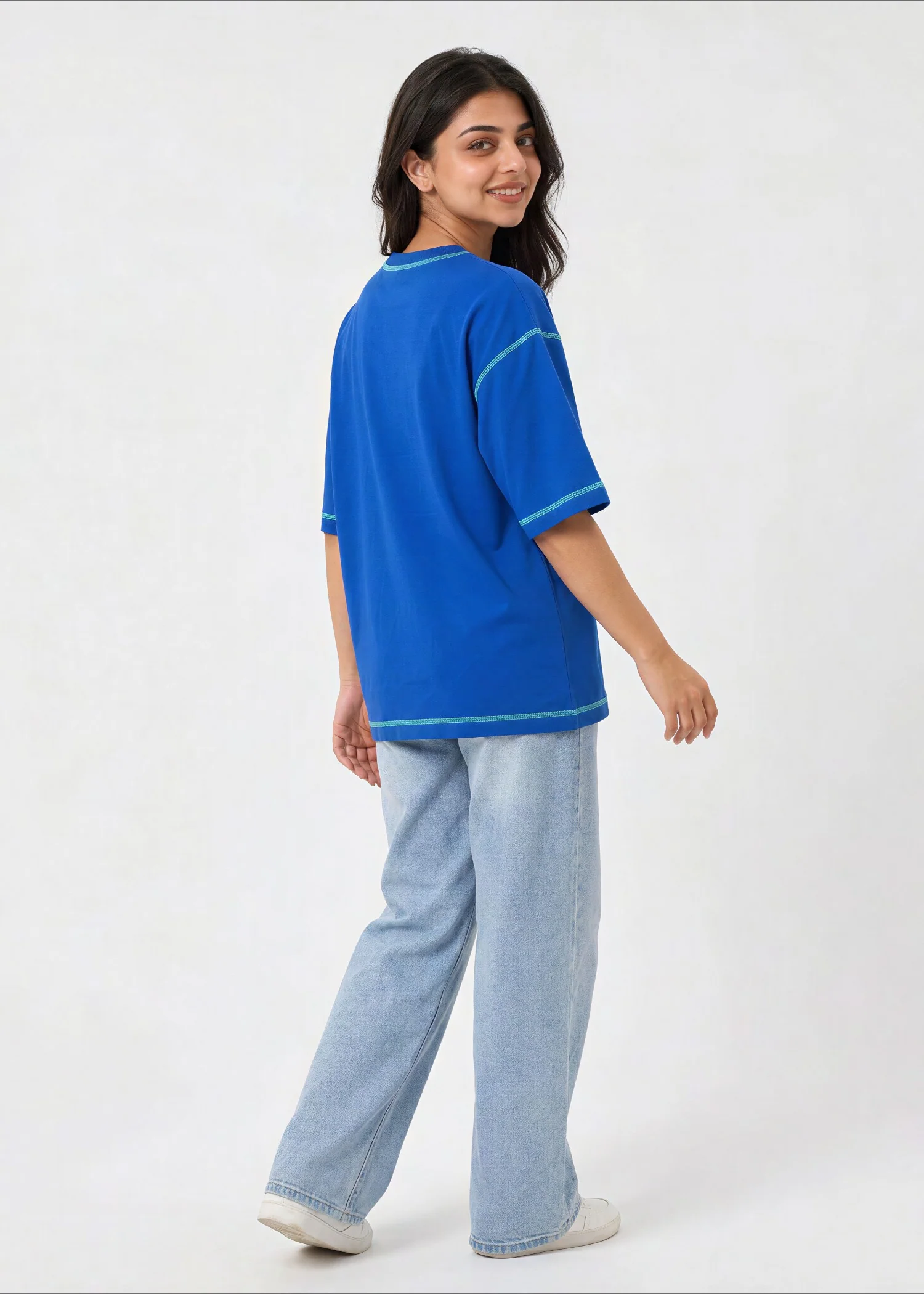 cotton T Shirt in Royal blue - view 2