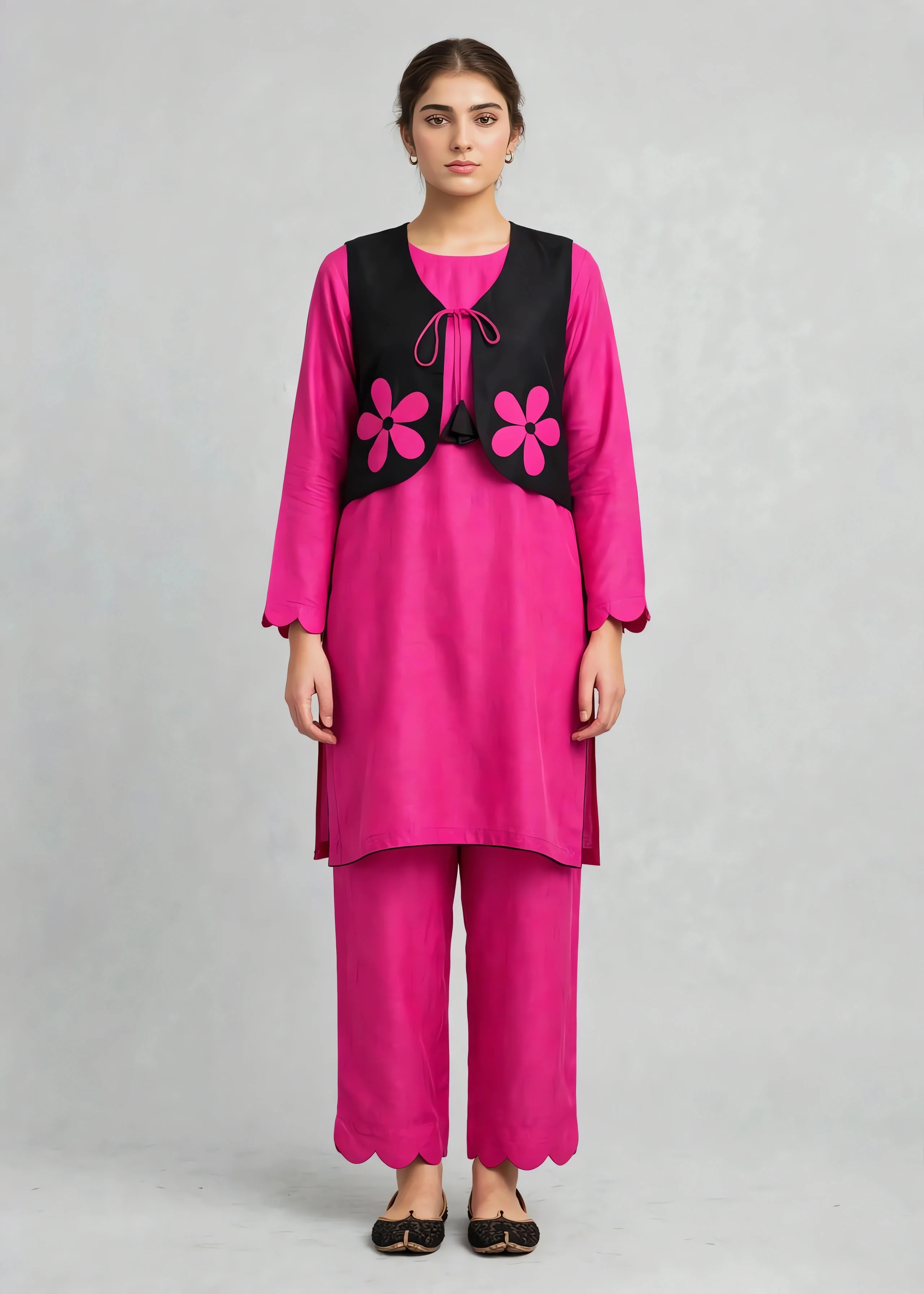 linen Jacket in Hot pink