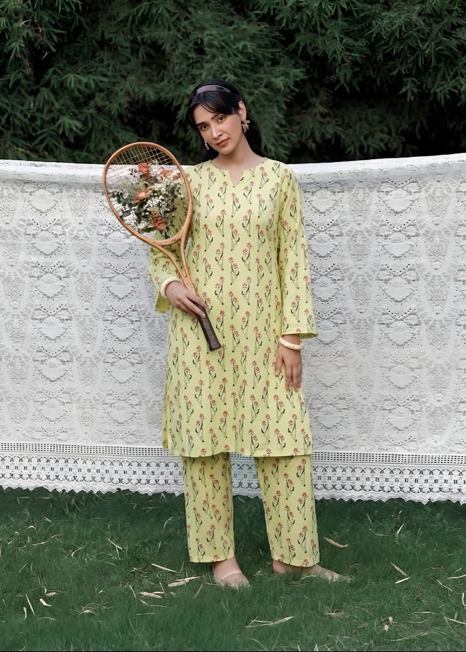 linen Co Ord Sets in Yellow green