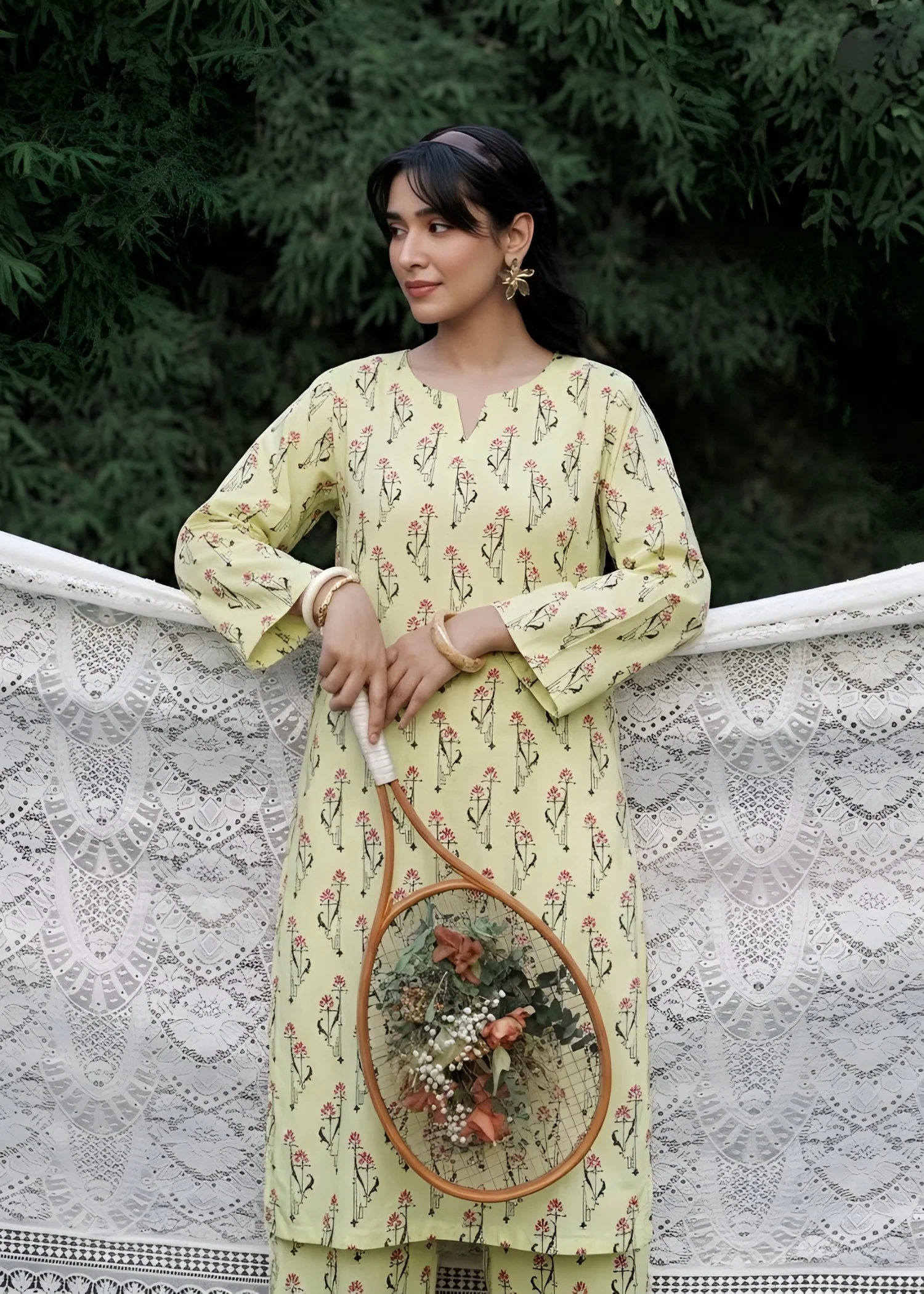 linen Co Ord Sets in Yellow green - view 2