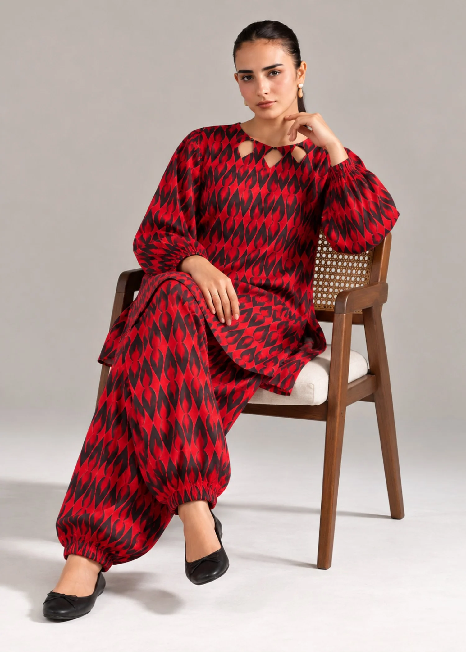 linen Co Ord Sets in Red - view 4