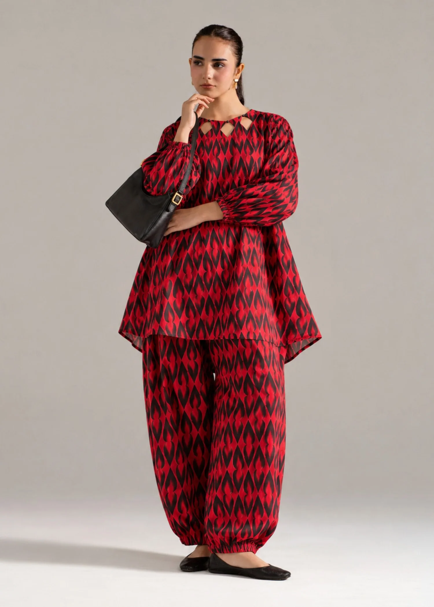 linen Co Ord Sets in Red - view 3