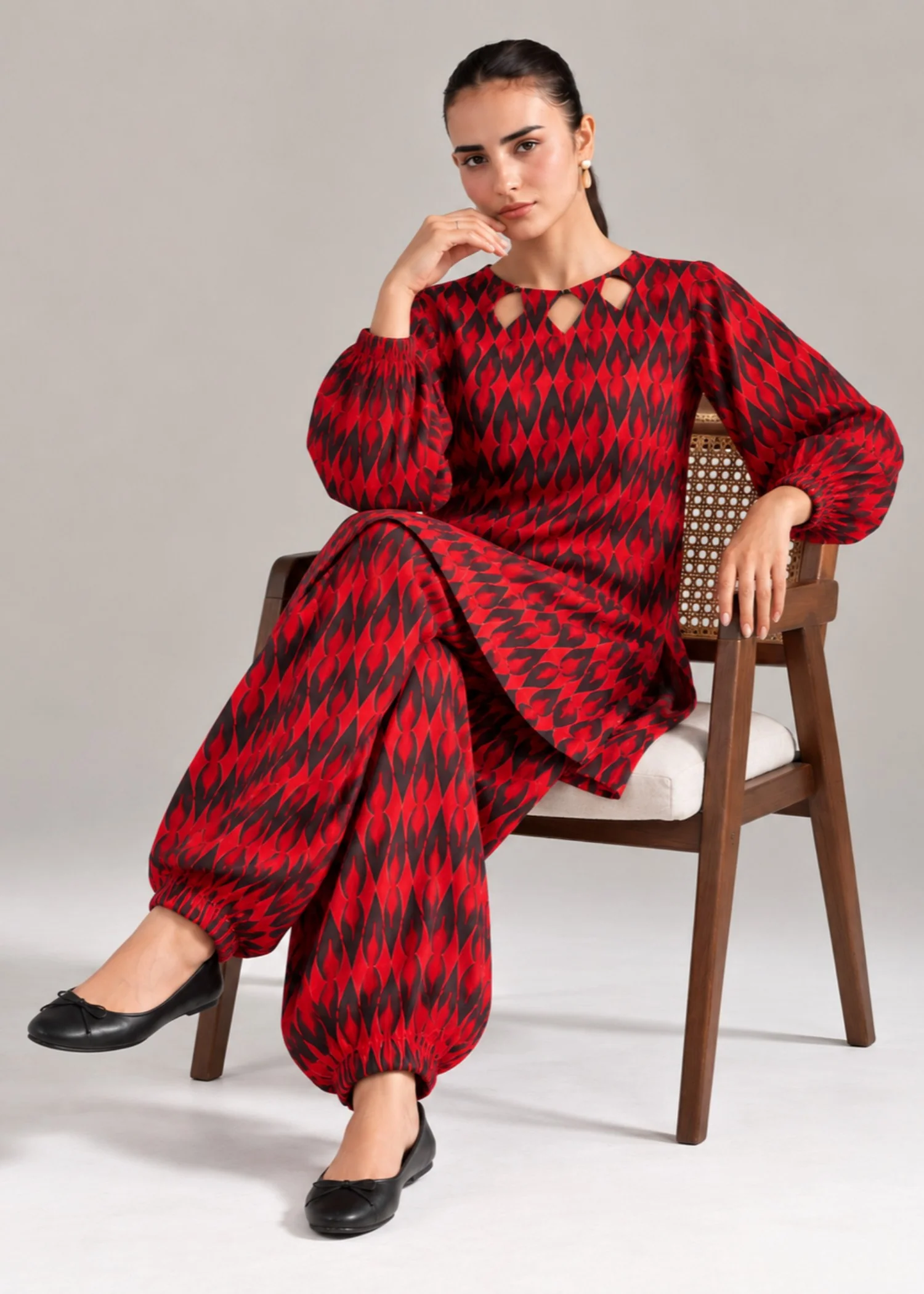 linen Co Ord Sets in Red - view 5