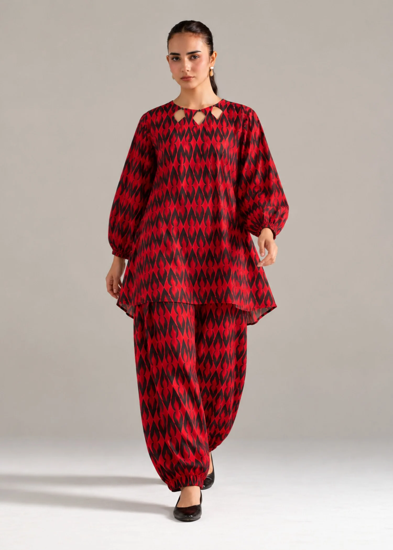 linen Co Ord Sets in Red - view 2