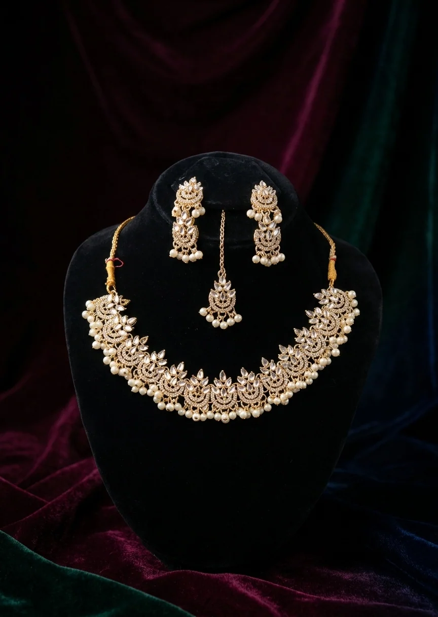 Jewelry Set in Gold, white Color by - Trendy Women Jewelry Set BLP5690 - view 2