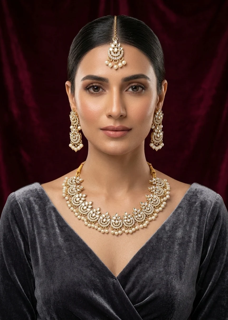 Jewelry Set in Gold, white Color by - Trendy Women Jewelry Set BLP5690 - view 3