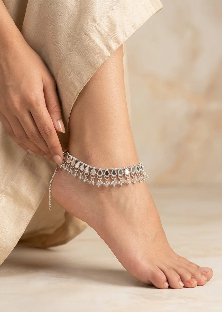 Anklet in Silver Color by - Trendy Women Anklet ANN9055 - anklets for women at ShoplyHub