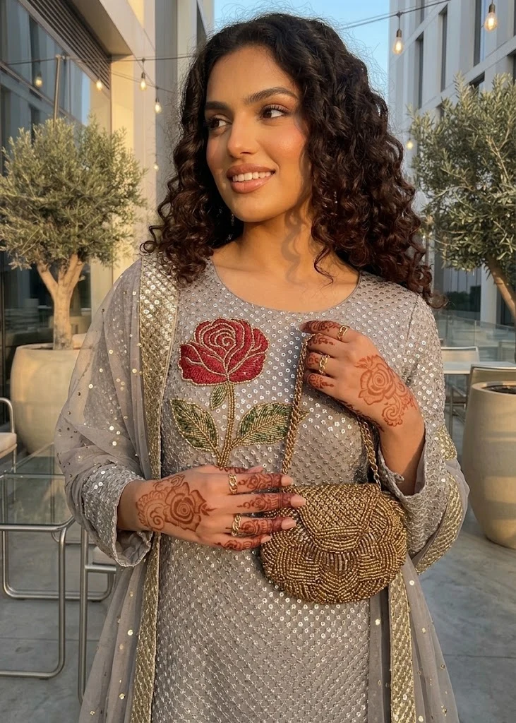 chiffon Kurta Set in Ash grey - view 3