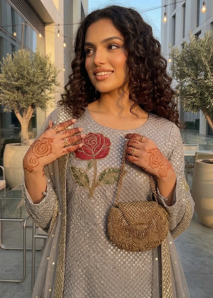 chiffon Kurta Set in Ash grey - view 4