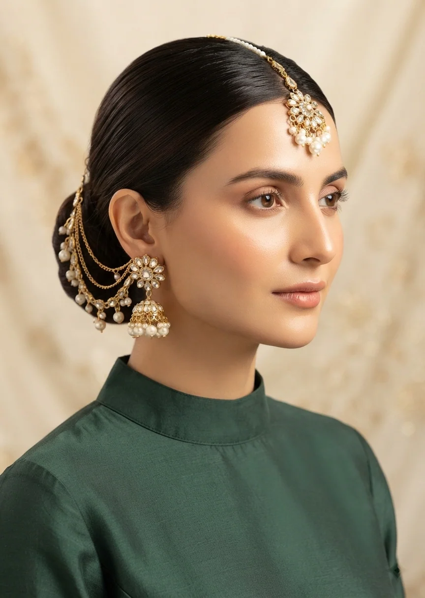 Jewelry Set in Off-white, golden orange Color by - Trendy Women Jewelry Set OEH5675 - view 3