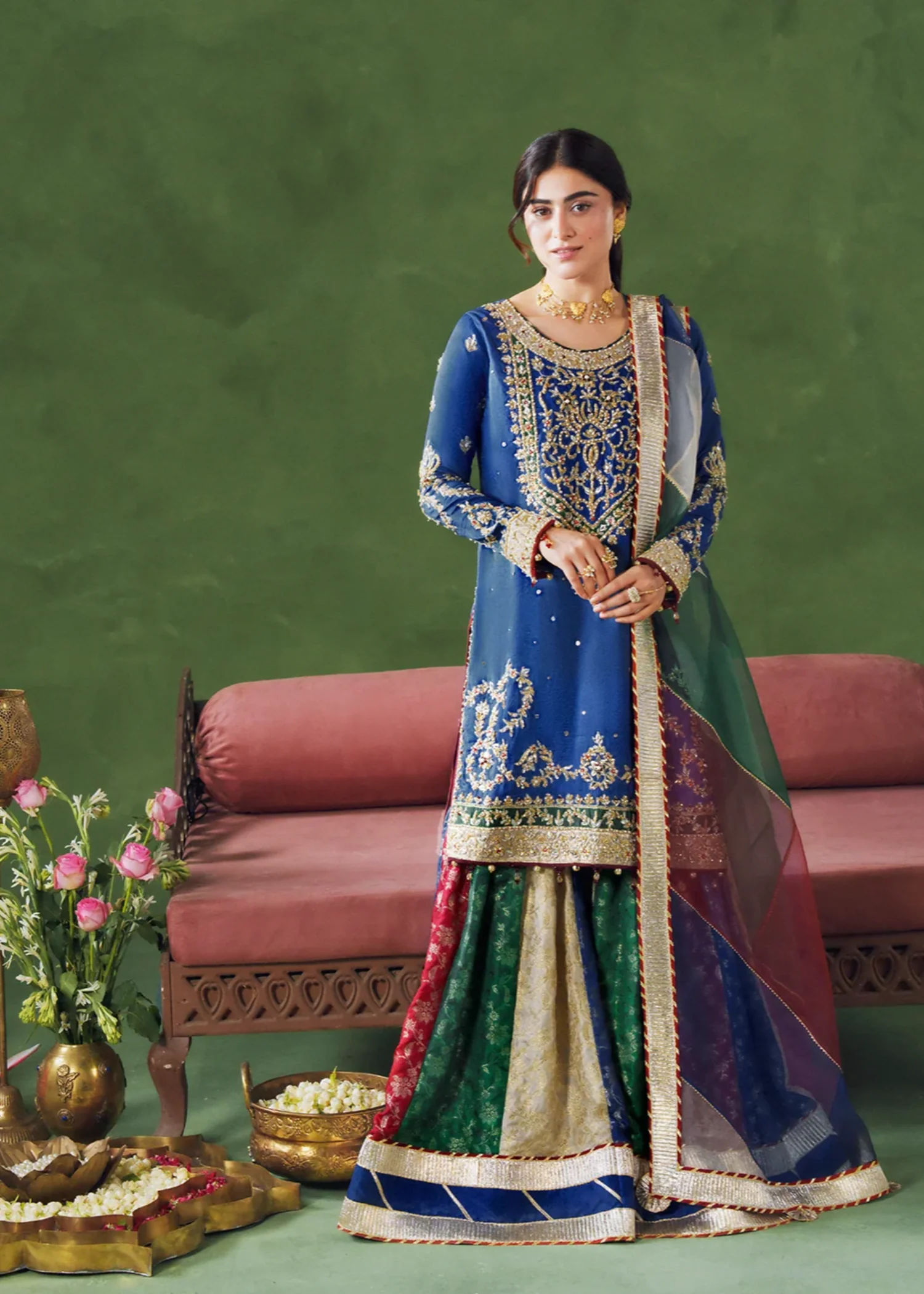 jamawar Gharara in Multi