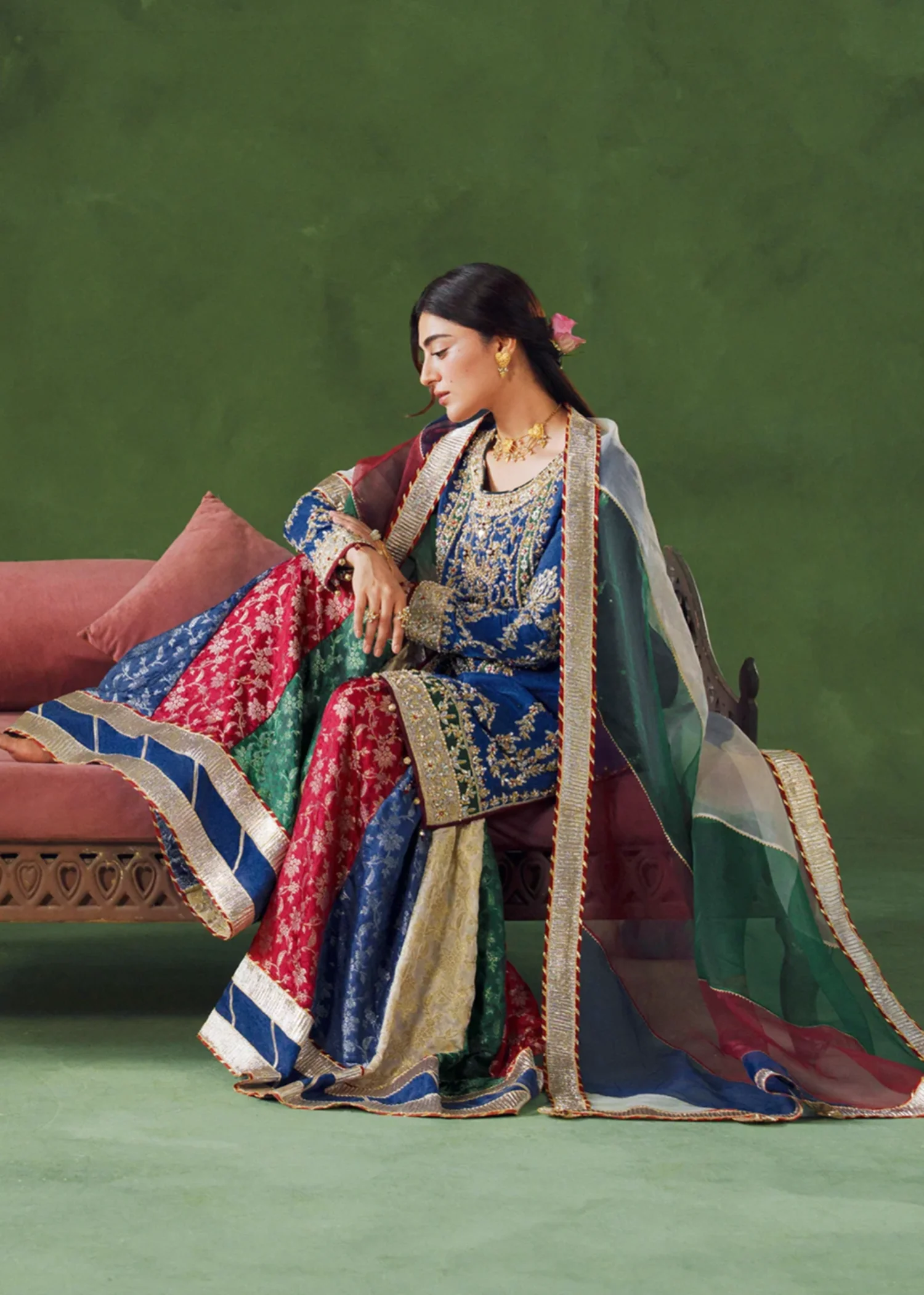 jamawar Gharara in Multi - view 4
