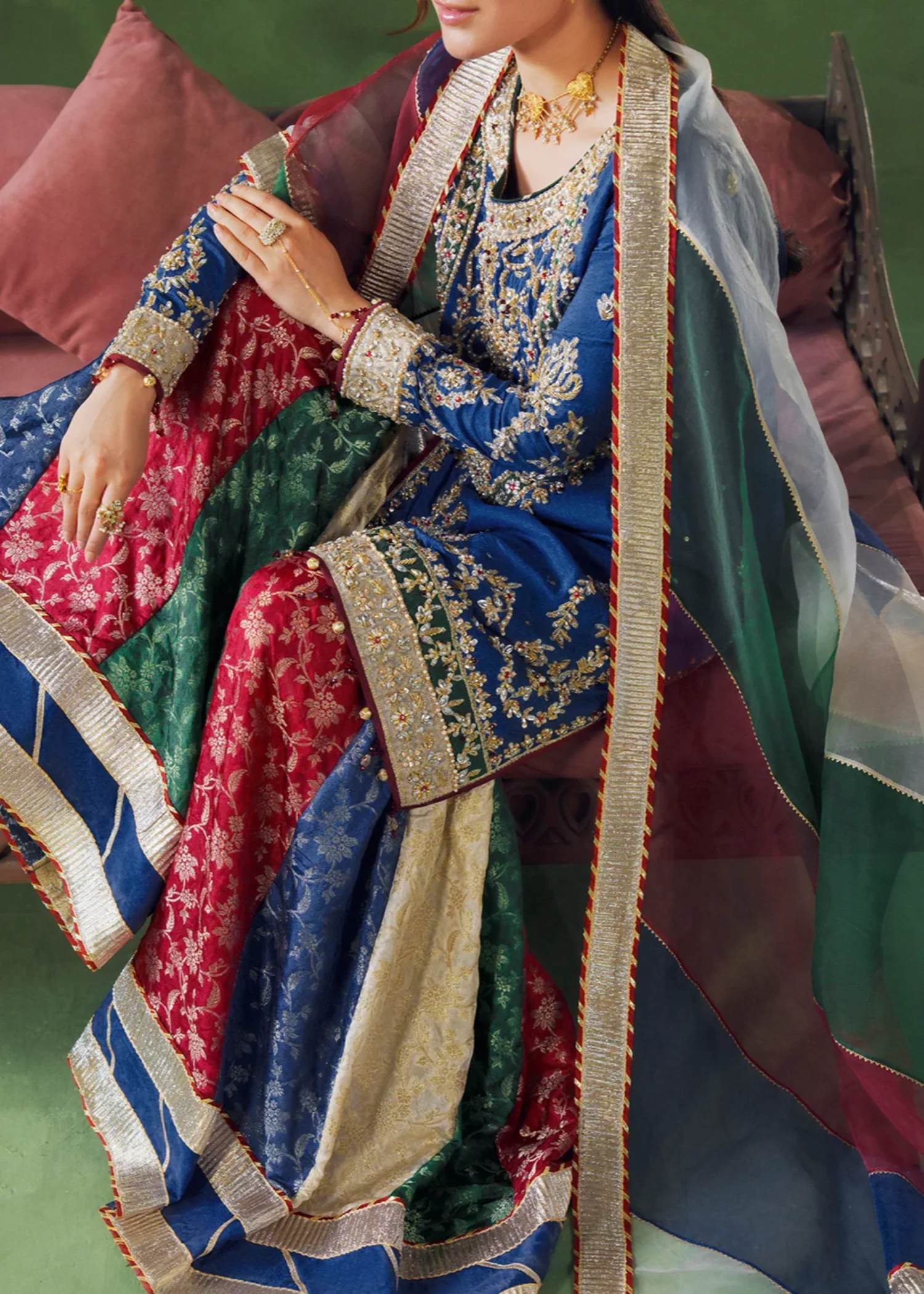 jamawar Gharara in Multi - view 5