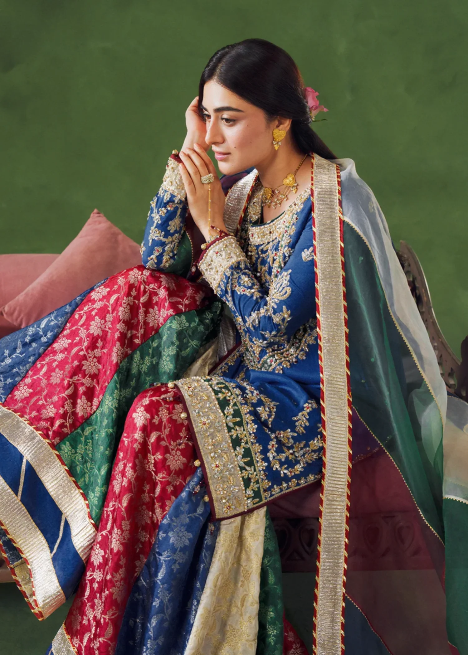 jamawar Gharara in Multi - view 3