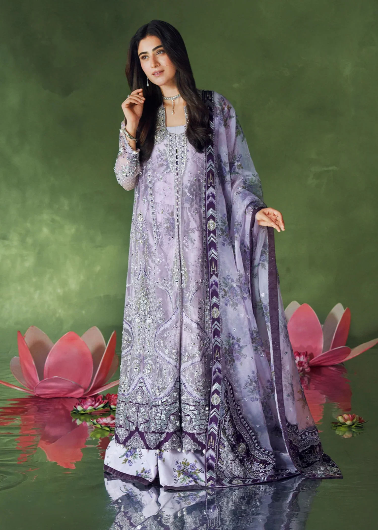 silk grip Sharara in Mauve