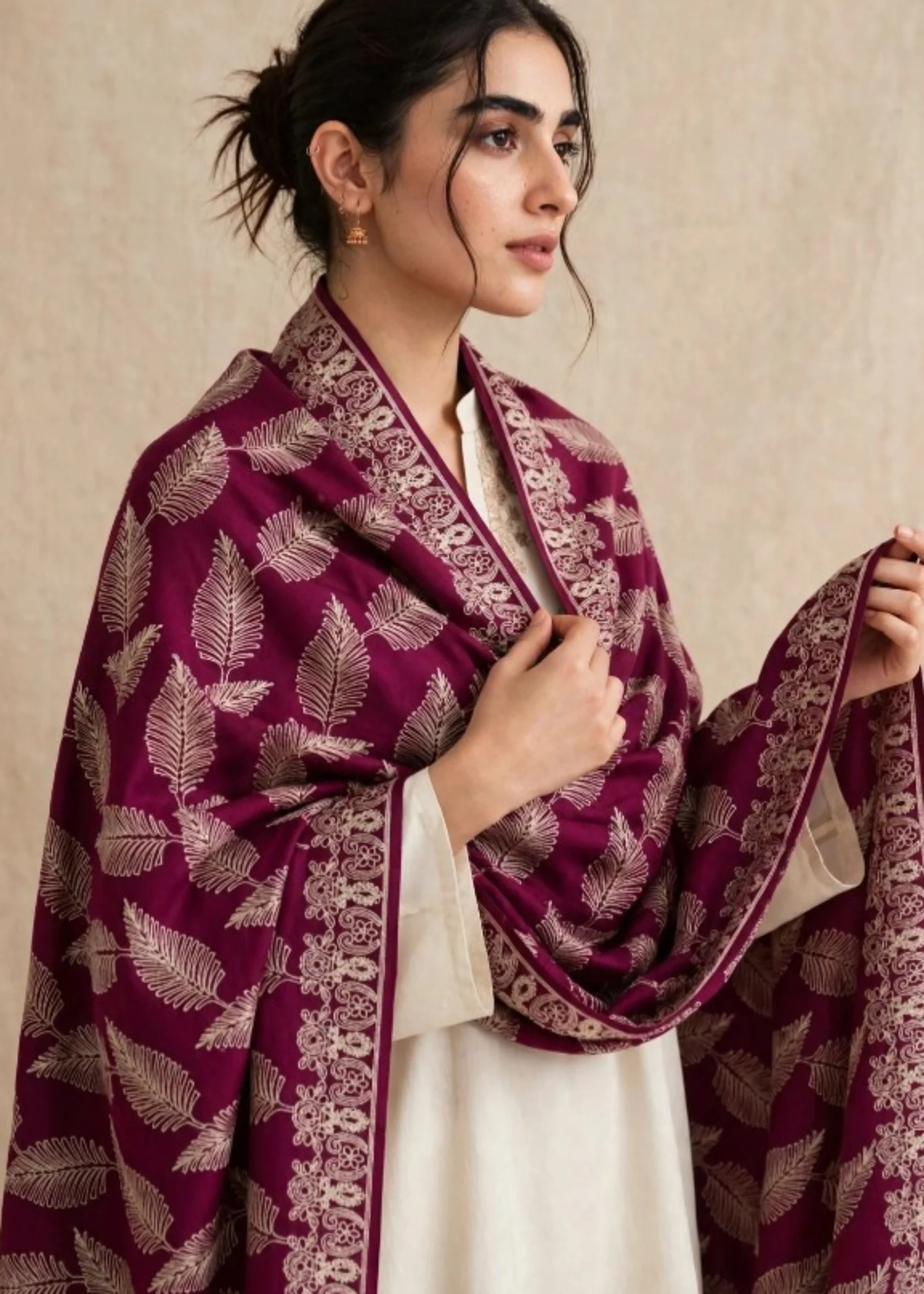 Shawl in Plum Color by - Trendy Women Shawl IGY9723 - view 2