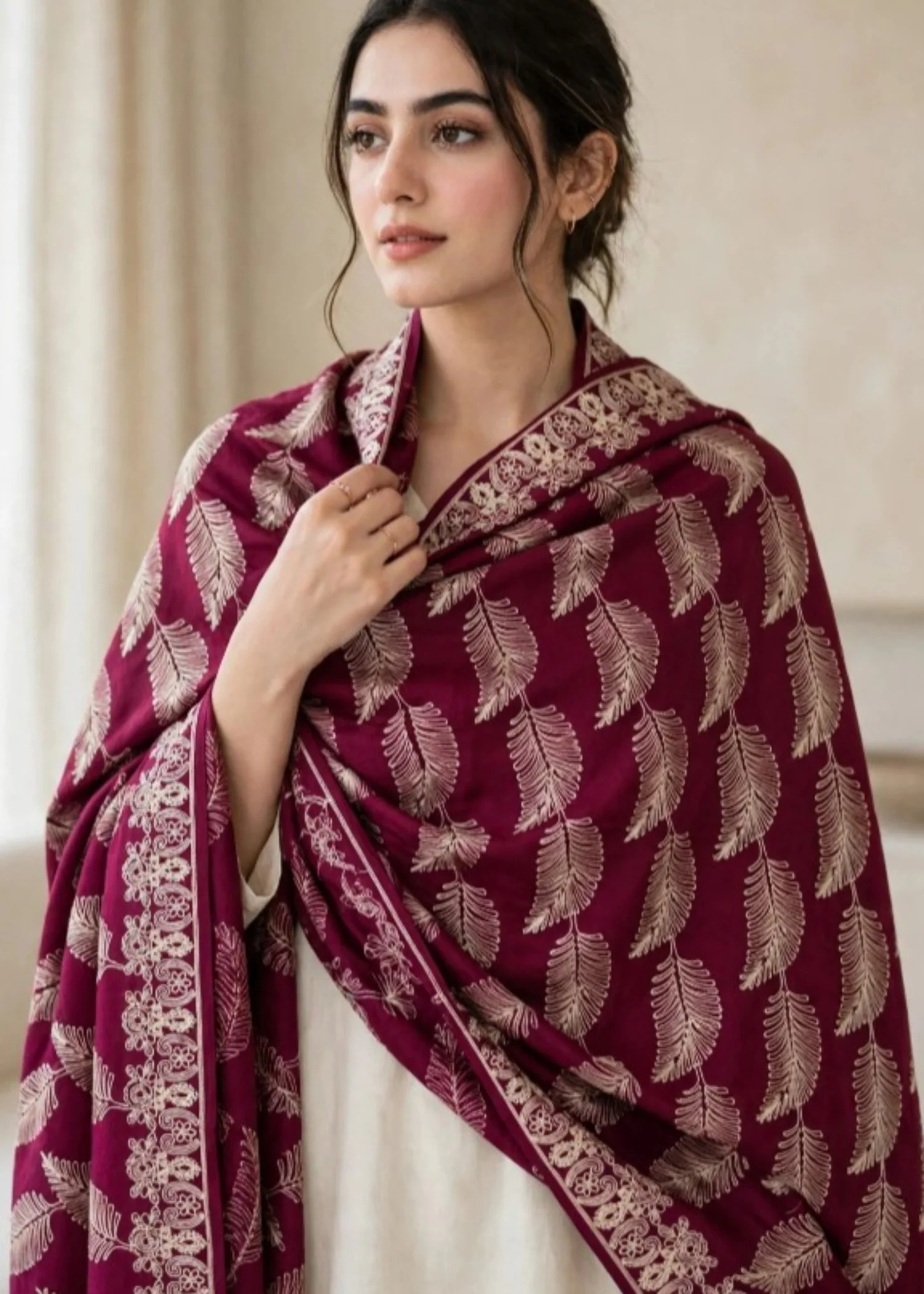 Shawl in Plum Color by - Trendy Women Shawl IGY9723