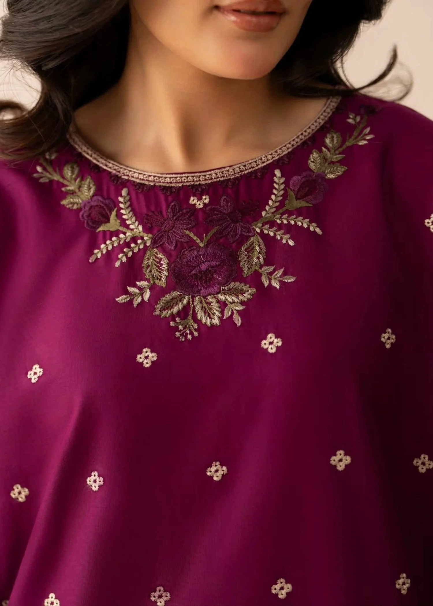 linen Kurta Set in Plum - view 5