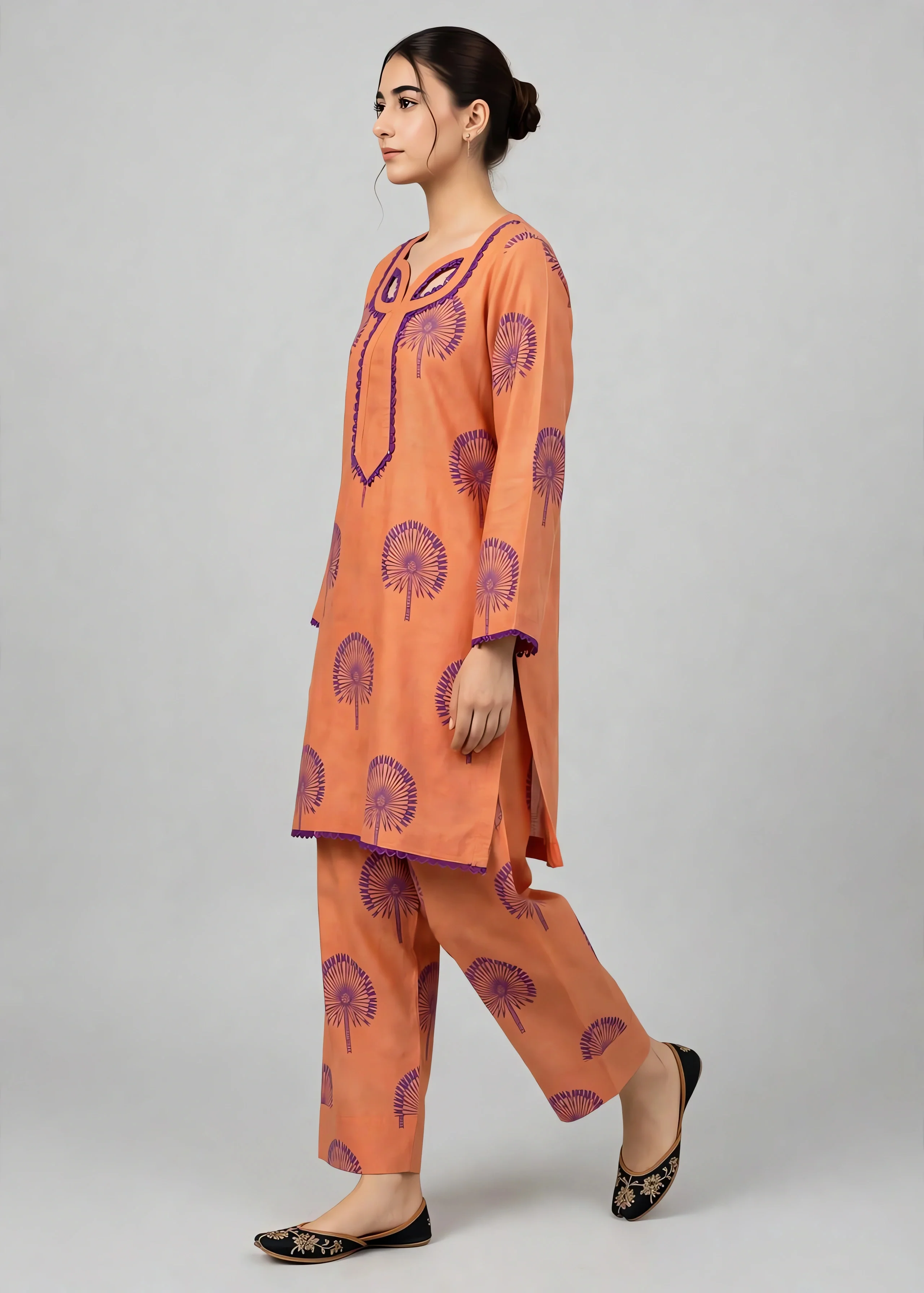 linen Co Ord Sets in Mandarin orange - view 2
