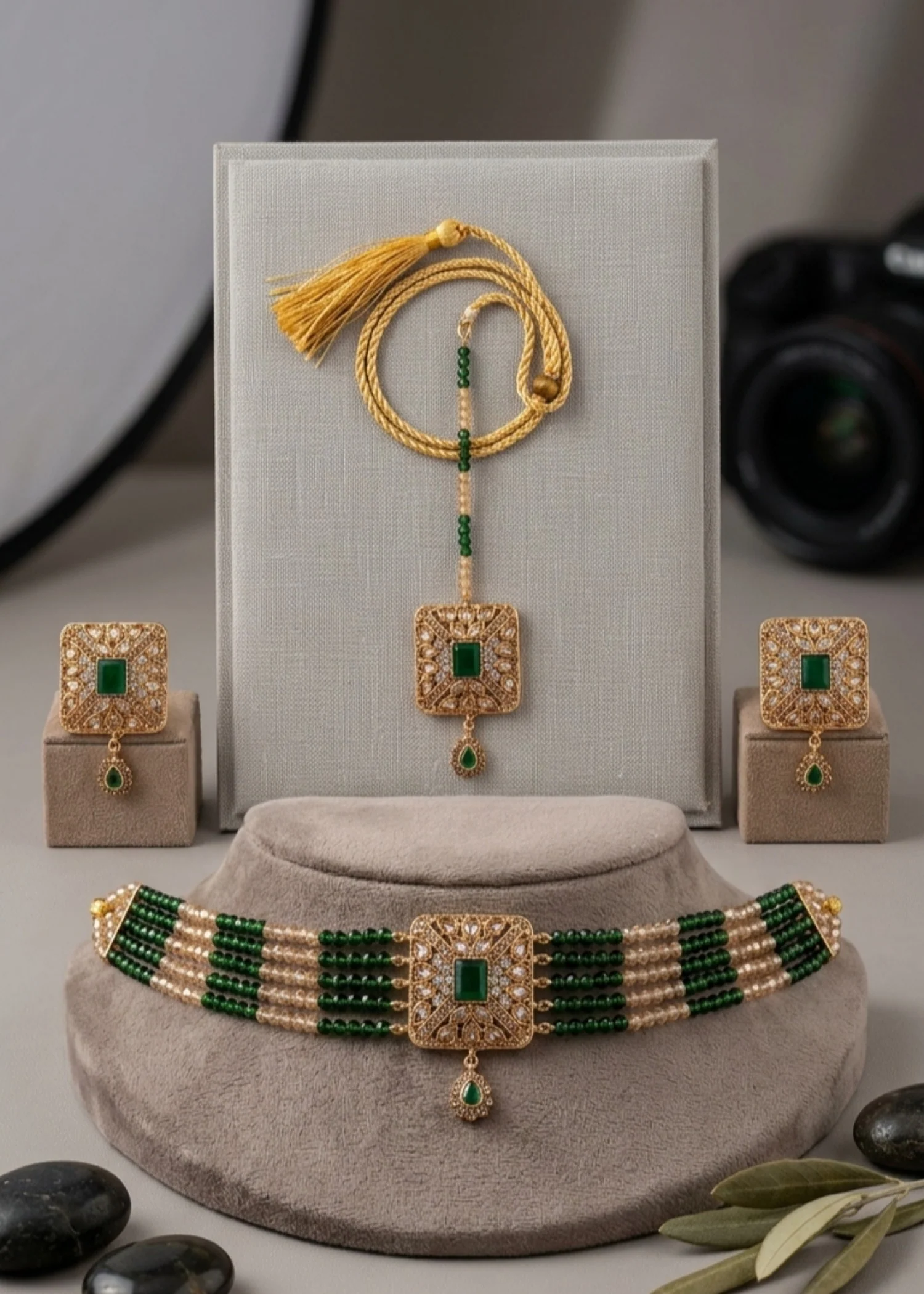 Choker in Bottle green Color by - Trendy Women Choker PQW1396 - view 2