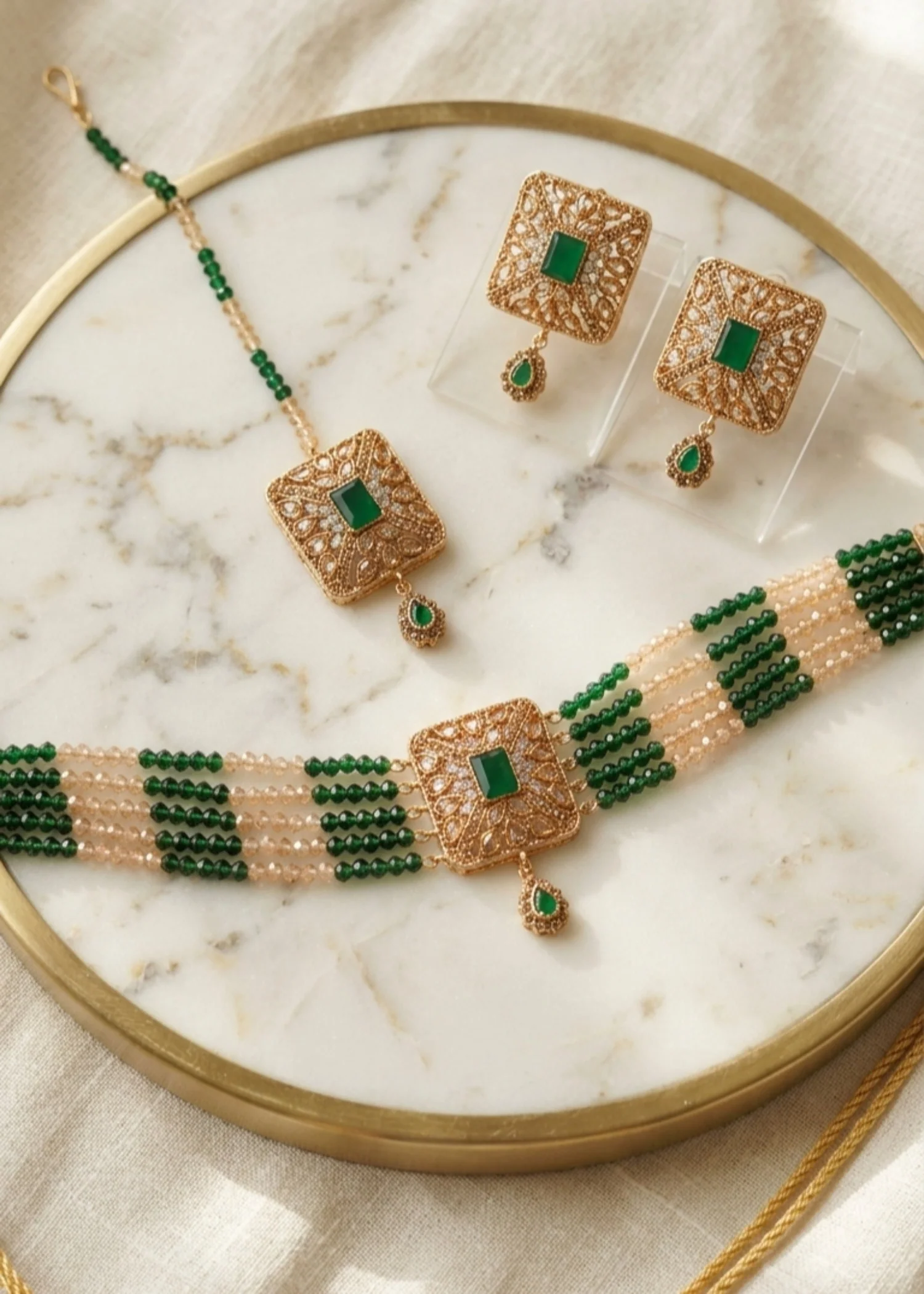 Choker in Bottle green Color by - Trendy Women Choker PQW1396