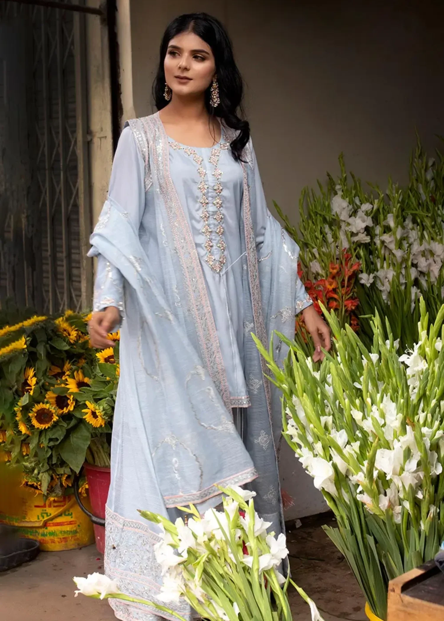 grip Gown in Sky blue