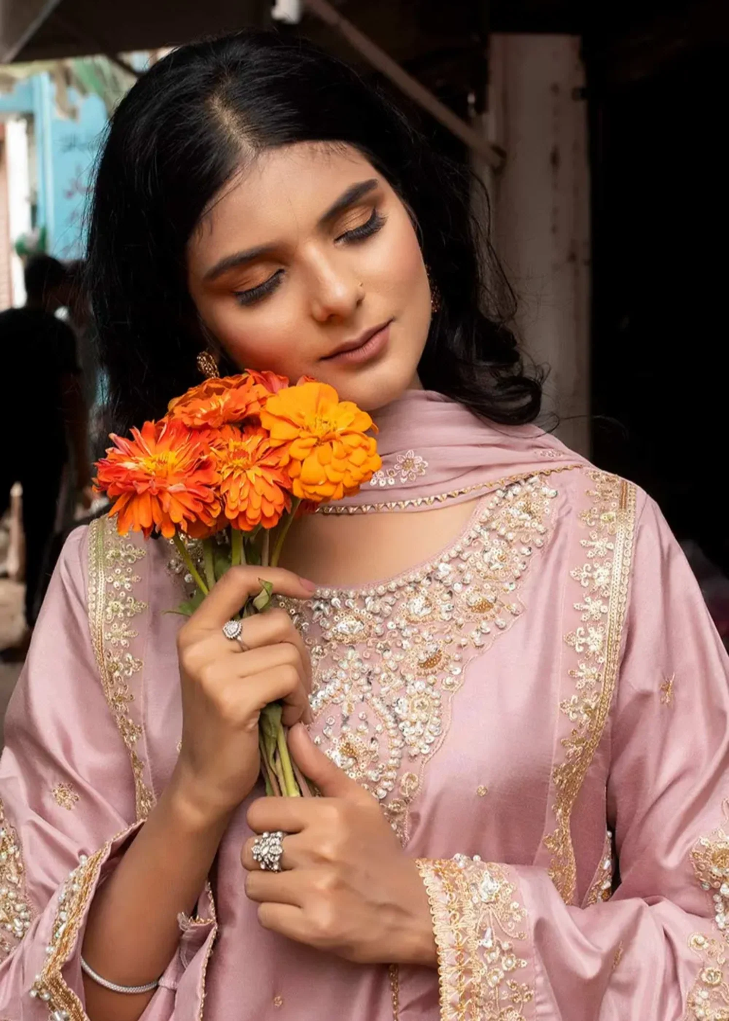 silk Kurta Set in Pink
