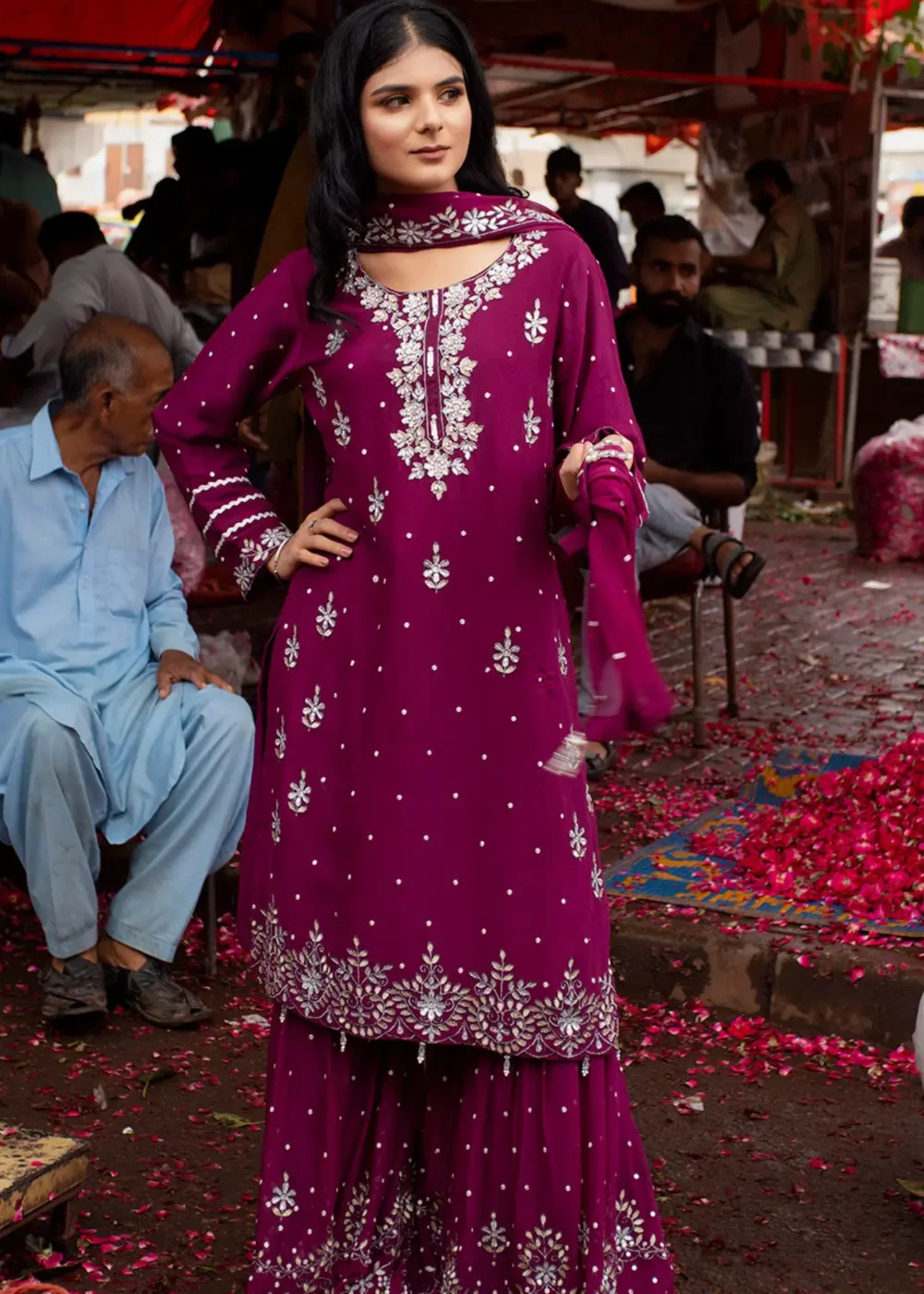 chiffon Gharara in Deep purple - view 3