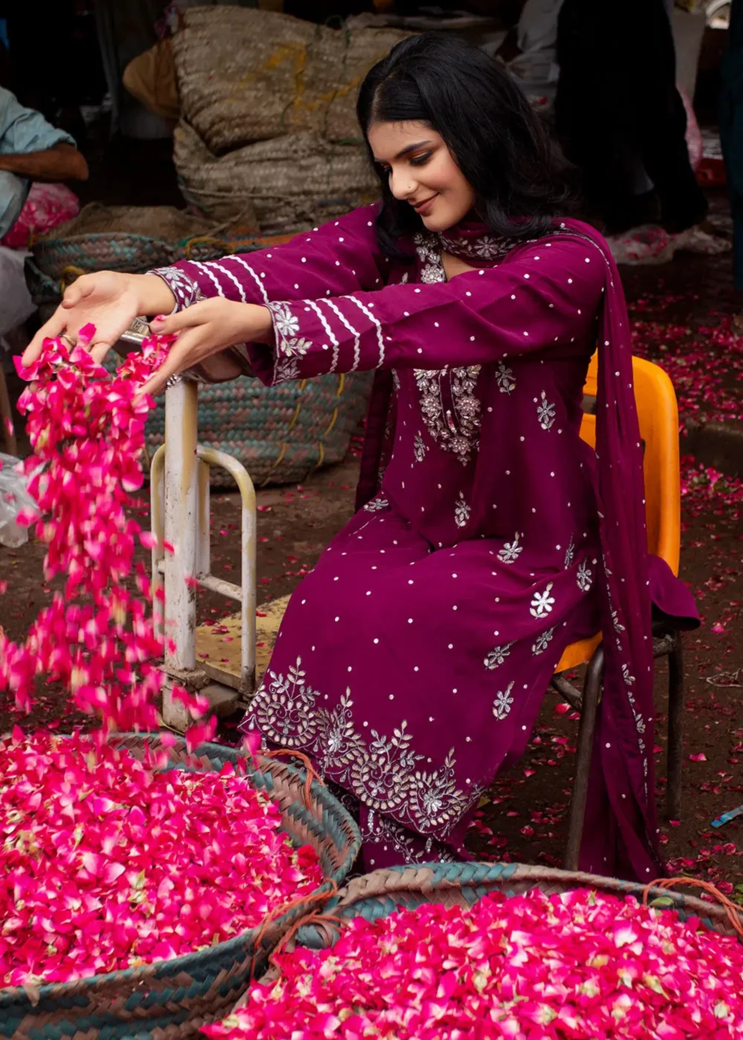 chiffon Gharara in Deep purple - view 4