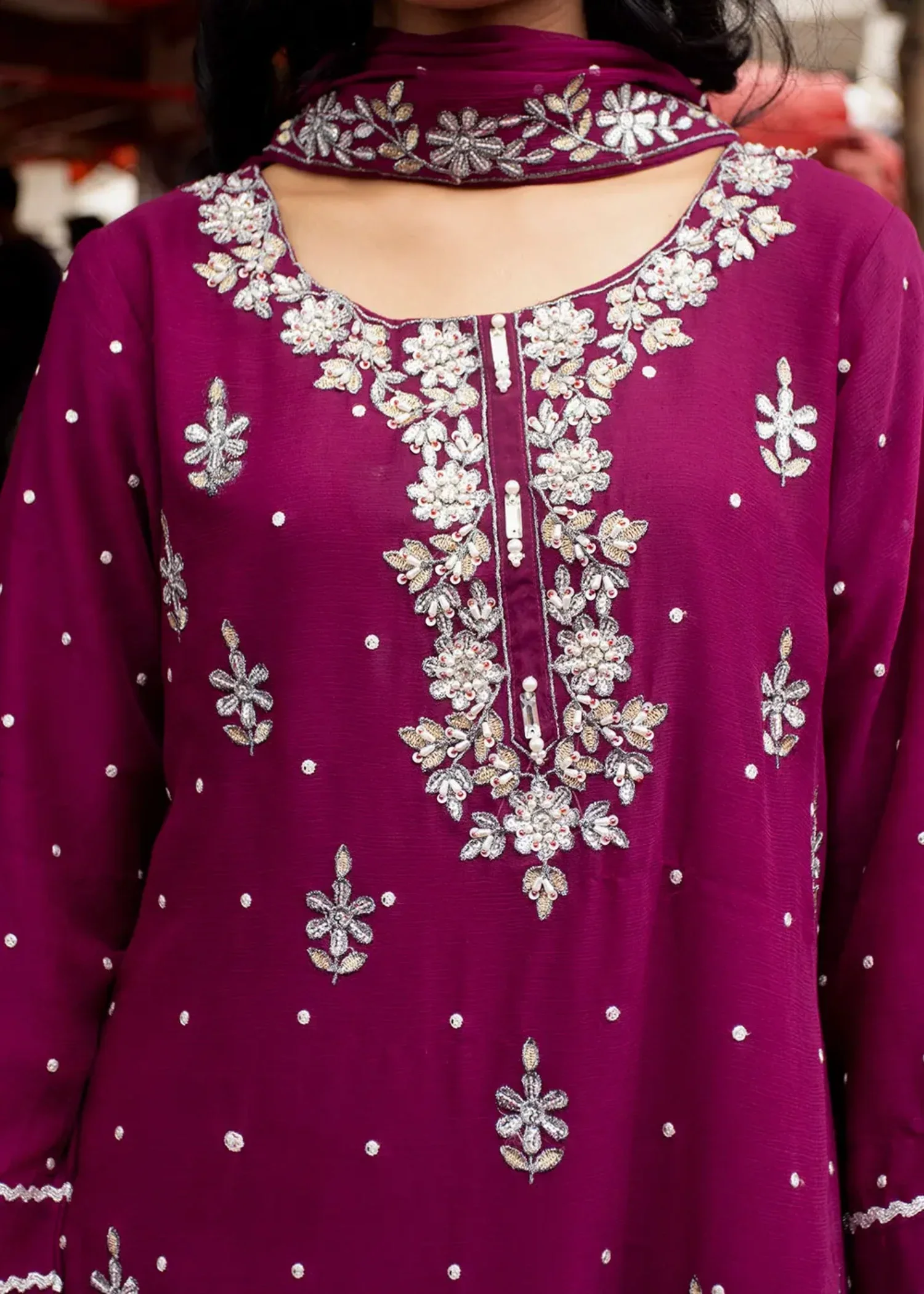 chiffon Gharara in Deep purple - view 2