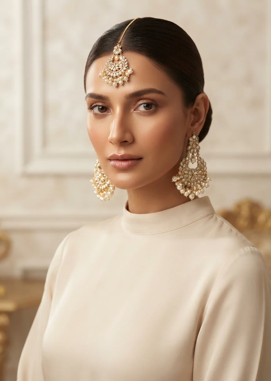 Jewelry Set in Gold, white Color by - Trendy Women Jewelry Set EGY6730 - view 3