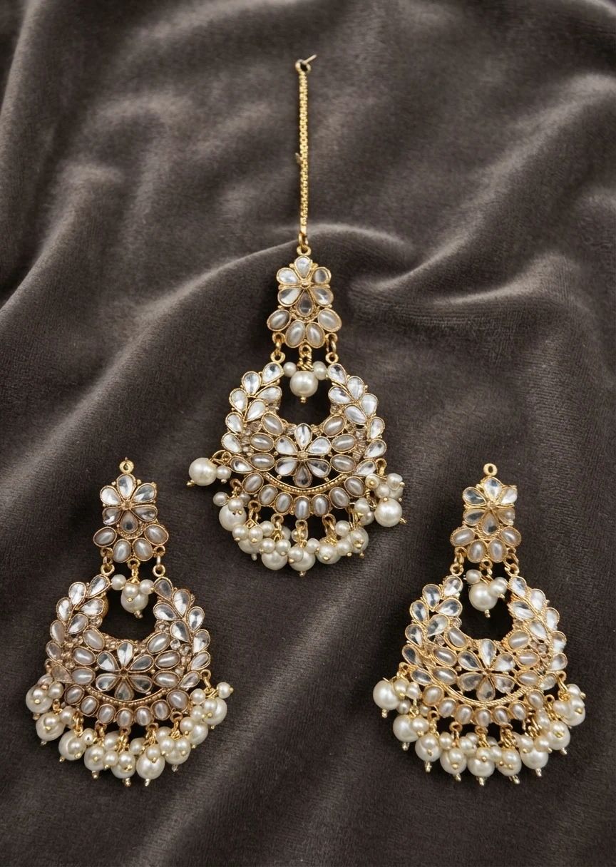 Jewelry Set in Gold, white Color by - Trendy Women Jewelry Set EGY6730 - view 2