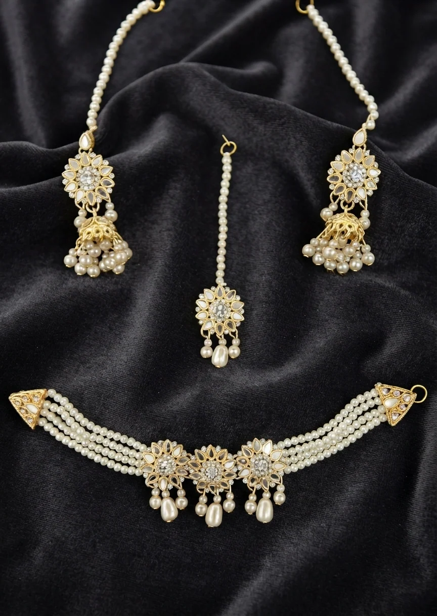 Choker in Gold, white Color by - Trendy Women Choker PSC7721 - view 5