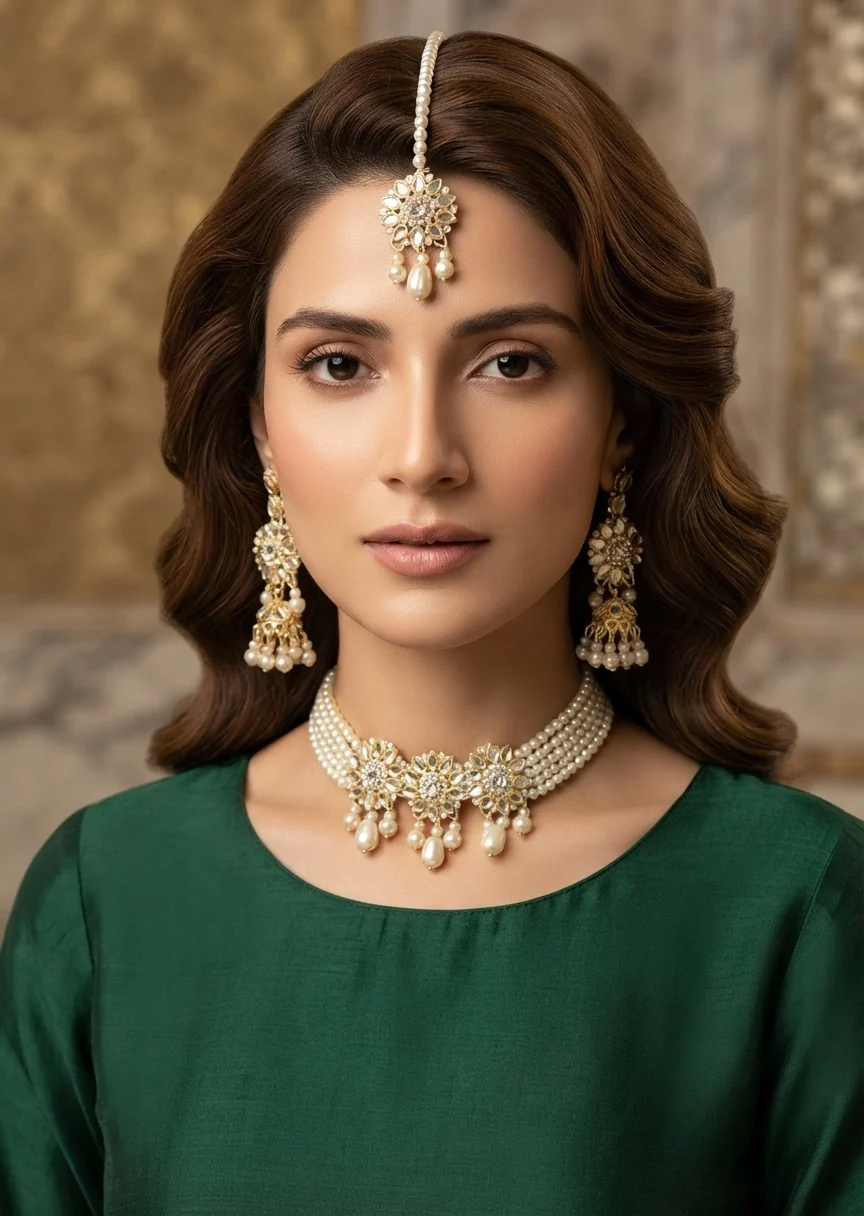 Choker in Gold, white Color by - Trendy Women Choker PSC7721