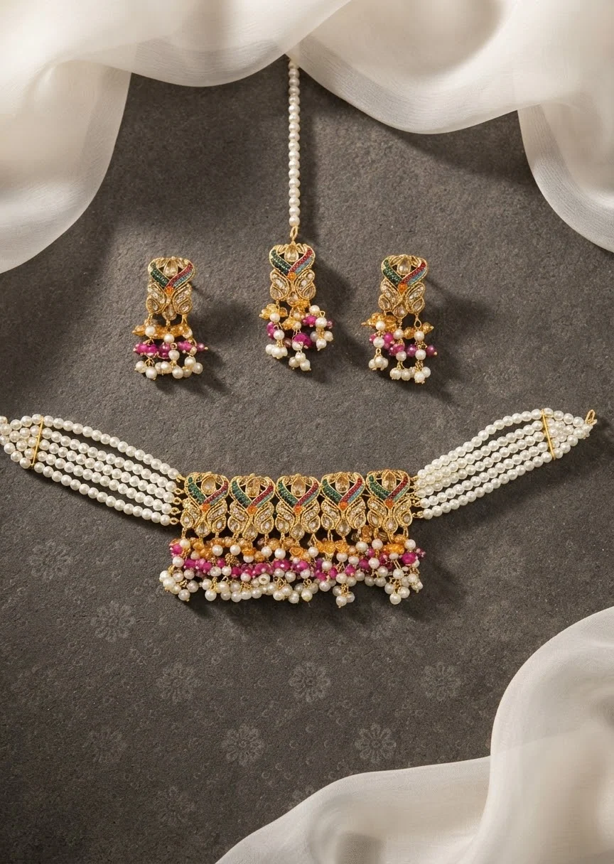 Choker in Gold, multi Color by - Trendy Women Choker CQR3332
