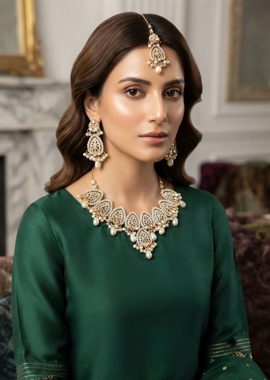 Jewelry Set in Gold, white Color by - Trendy Women Jewelry Set SZY2278 - view 3