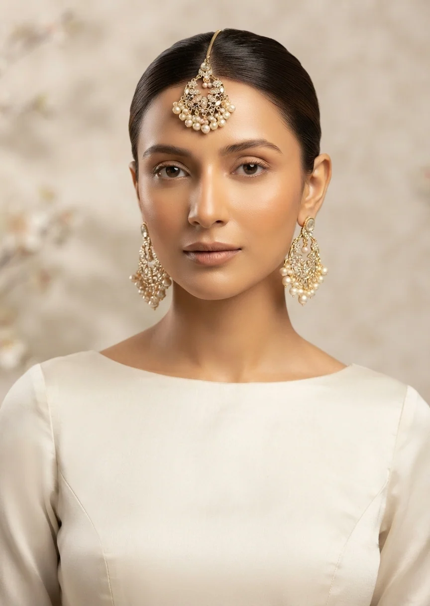 Jewelry Set in Gold, white Color by - Trendy Women Jewelry Set EHM2977 - view 3
