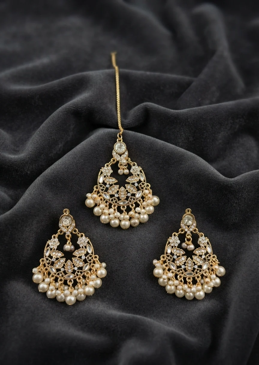 Jewelry Set in Gold, white Color by - Trendy Women Jewelry Set EHM2977 - view 4