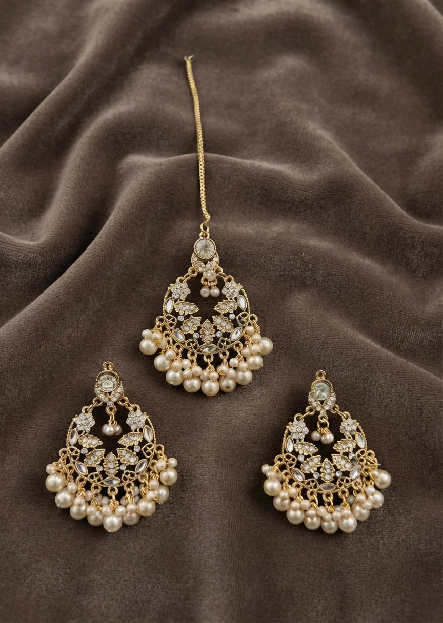 Jewelry Set in Gold, white Color by - Trendy Women Jewelry Set EHM2977 - view 2
