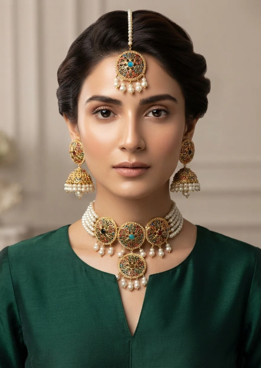 Choker in Gold, multi Color by - Trendy Women Choker CFS3857 - view 3