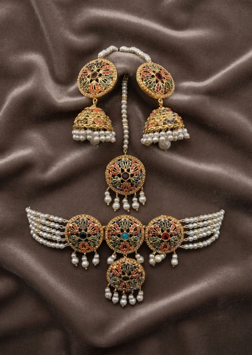 Choker in Gold, multi Color by - Trendy Women Choker CFS3857 - view 5