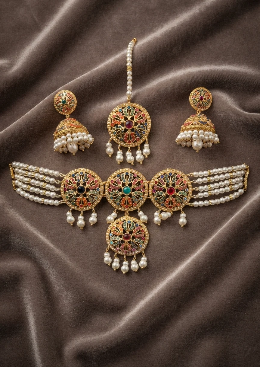 Choker in Gold, multi Color by - Trendy Women Choker CFS3857 - view 2