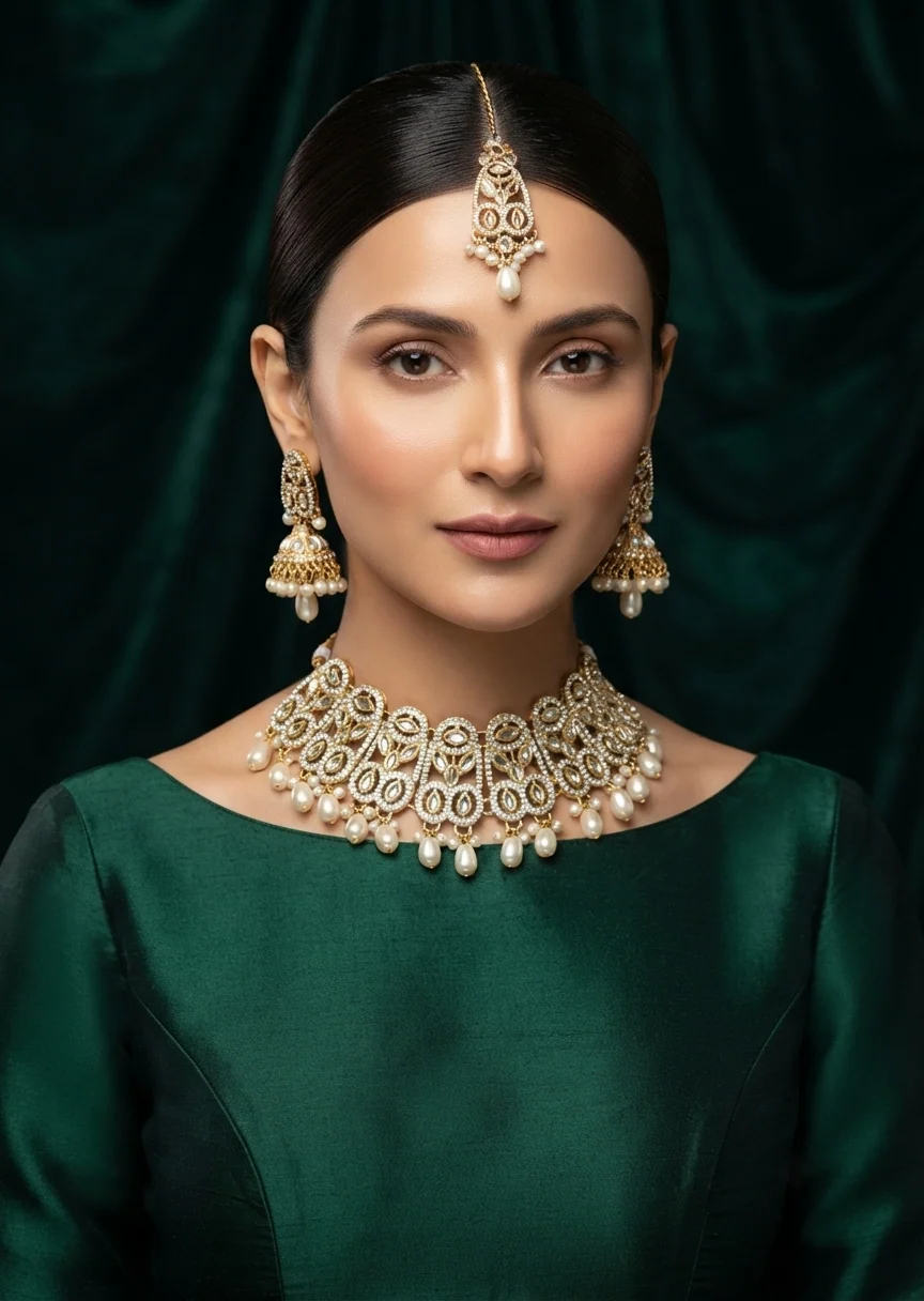 Jewelry Set in Gold, white Color by - Trendy Women Jewelry Set KGV0011 - view 5
